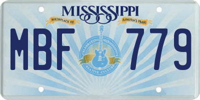 MS license plate MBF779