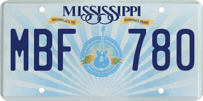 MS license plate MBF780
