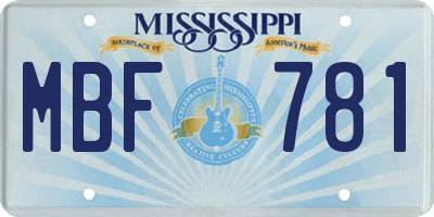 MS license plate MBF781