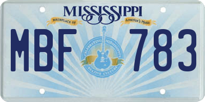MS license plate MBF783