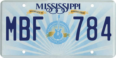 MS license plate MBF784