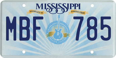 MS license plate MBF785