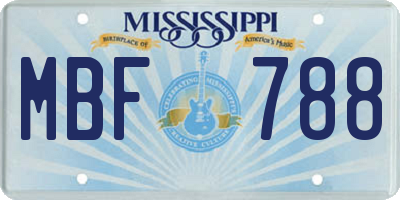 MS license plate MBF788