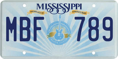 MS license plate MBF789