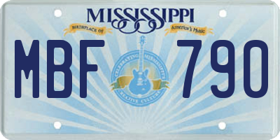 MS license plate MBF790