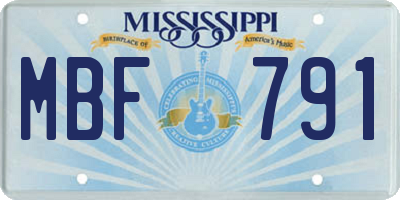 MS license plate MBF791