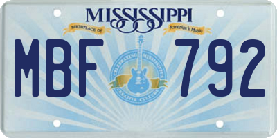 MS license plate MBF792
