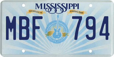 MS license plate MBF794