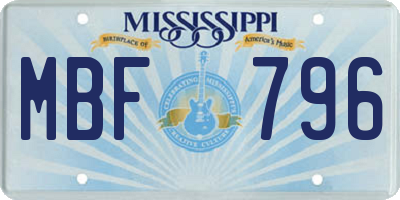 MS license plate MBF796
