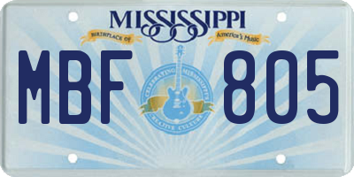 MS license plate MBF805