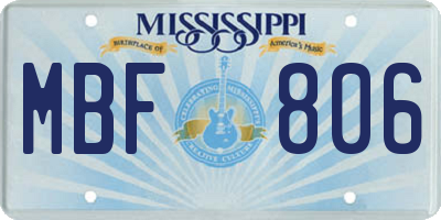 MS license plate MBF806