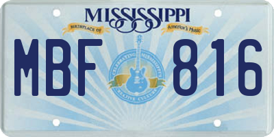 MS license plate MBF816