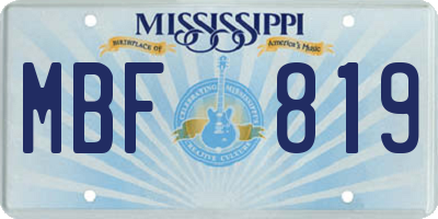 MS license plate MBF819