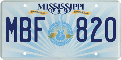 MS license plate MBF820