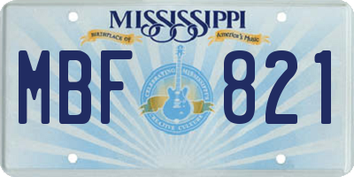 MS license plate MBF821