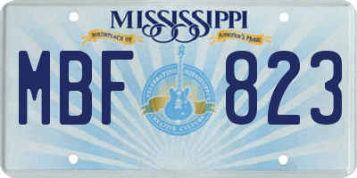 MS license plate MBF823