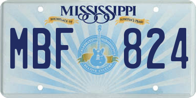 MS license plate MBF824