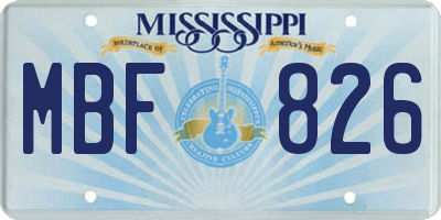 MS license plate MBF826