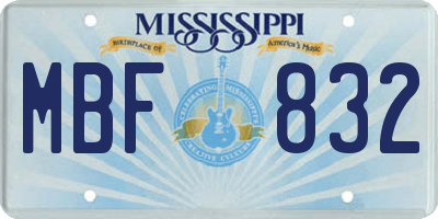 MS license plate MBF832
