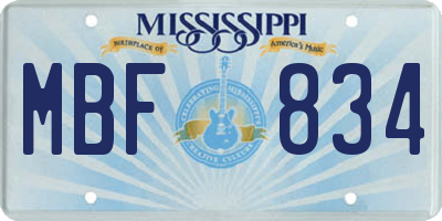 MS license plate MBF834