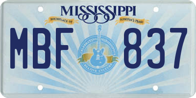 MS license plate MBF837