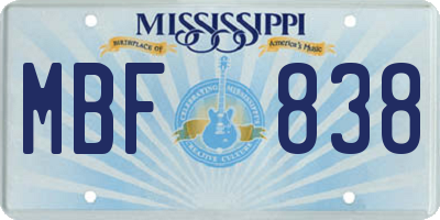 MS license plate MBF838