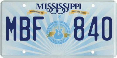 MS license plate MBF840