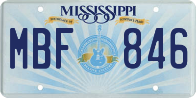 MS license plate MBF846