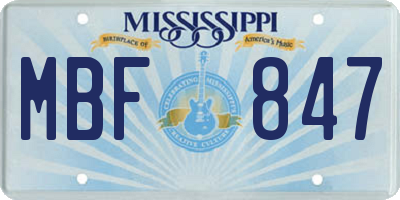 MS license plate MBF847