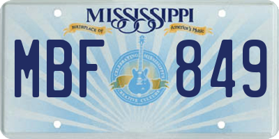 MS license plate MBF849