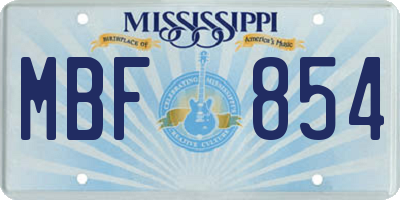 MS license plate MBF854