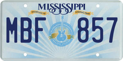 MS license plate MBF857