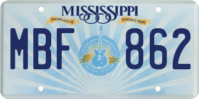 MS license plate MBF862