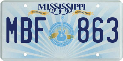 MS license plate MBF863