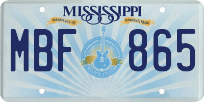 MS license plate MBF865