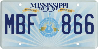 MS license plate MBF866