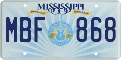MS license plate MBF868