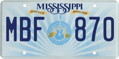 MS license plate MBF870