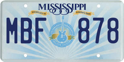 MS license plate MBF878