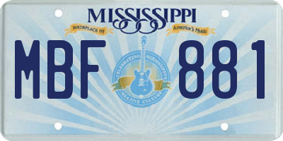MS license plate MBF881