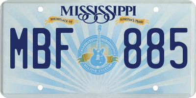 MS license plate MBF885