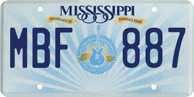 MS license plate MBF887
