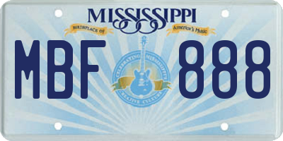 MS license plate MBF888