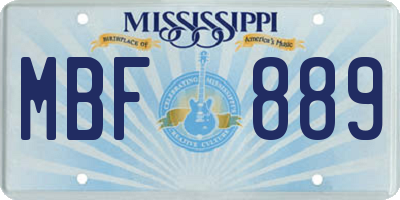 MS license plate MBF889