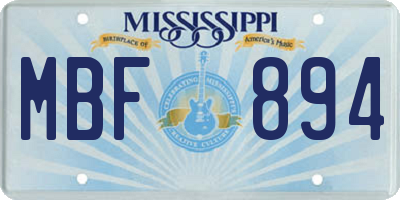 MS license plate MBF894