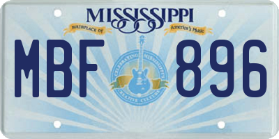 MS license plate MBF896