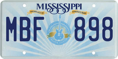MS license plate MBF898