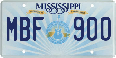 MS license plate MBF900