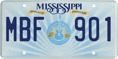 MS license plate MBF901