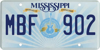 MS license plate MBF902